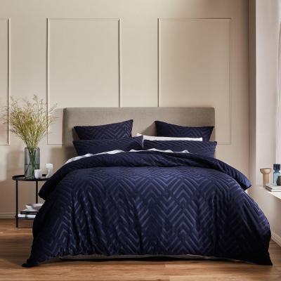 Platinum Echo Navy Polyester Jacquard Quilt Cover Set | King Bed | Navy